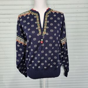 Obermeyer Vintage 1/4 Zip Wool Blend Snowboard Ski Sweater Nordic Faire Isle L